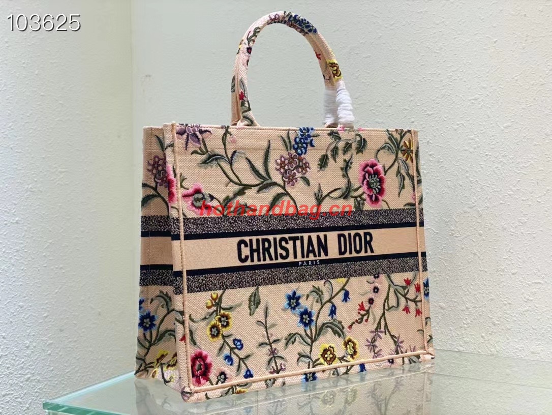 LARGE DIOR BOOK TOTE Natural Multicolor Raffia Embroidered with Dior Petites Fleurs M1286ZEA