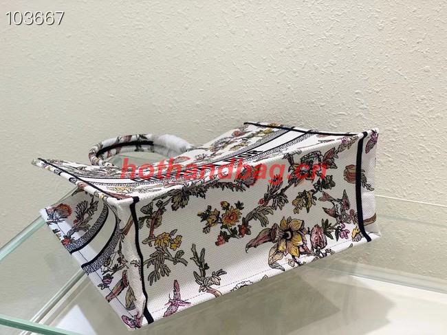 LARGE DIOR BOOK TOTE White Multicolor Dior Jardin Botanique Embroidery M1286ZEA