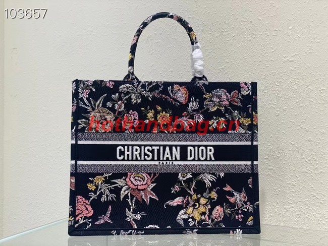 LARGE DIOR BOOK TOTE black Multicolor Dior Jardin Botanique Embroidery M1286ZEA