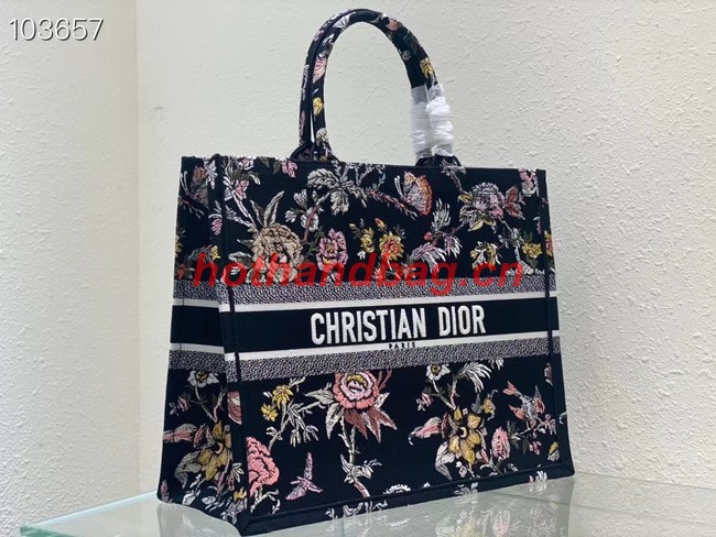 LARGE DIOR BOOK TOTE black Multicolor Dior Jardin Botanique Embroidery M1286ZEA