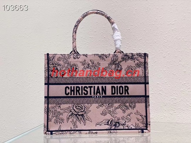 MEDIUM DIOR BOOK TOTE Powder Pink Dior Jardin Botanique Embroidery M1296ZRZ