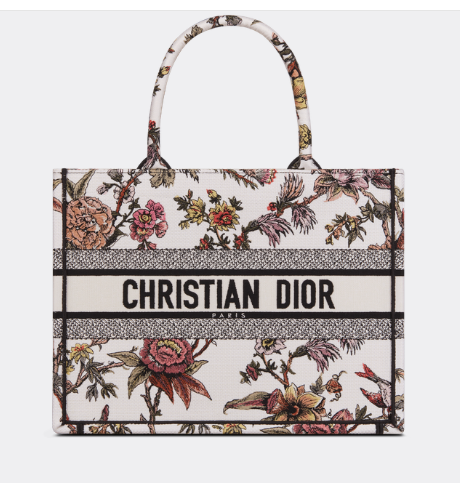 MEDIUM DIOR BOOK TOTE White Multicolor Dior Jardin Botanique Embroidery M1296ZRZ