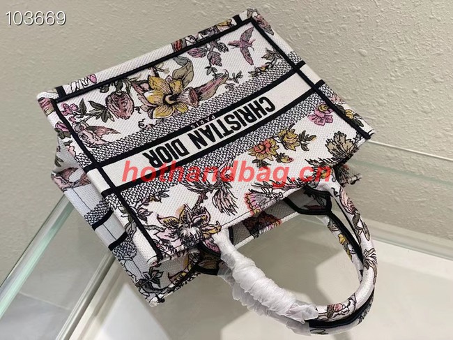 SMALL DIOR BOOK TOTE M1265ZC White Multicolor Dior Jardin Botanique Embroidery M1265ZC