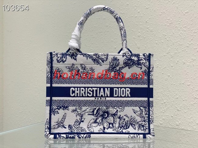 SMALL DIOR BOOK TOTE M1265ZC blueMulticolor Dior Jardin Botanique Embroidery M1265ZC