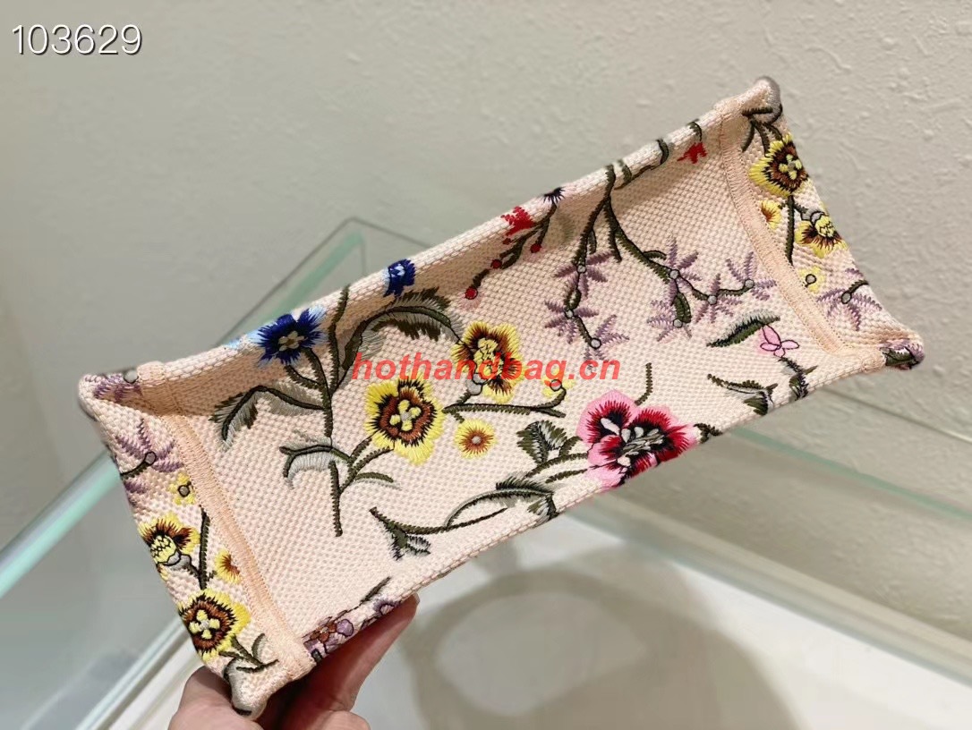 SMALL DIOR BOOK TOTE Natural Multicolor Raffia Embroidered with Dior Petites Fleurs M1265ZC