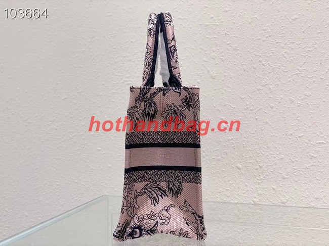 SMALL DIOR BOOK TOTE Powder Pink Dior Jardin Botanique Embroidery M1265ZC