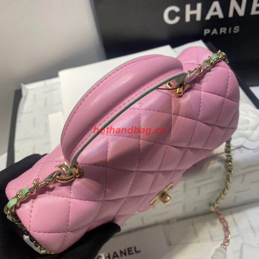 Chanel MINI FLAP BAG WITH TOP HANDLE AS2431 Lilac & Light Green