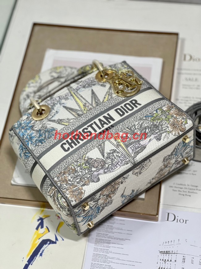 Dior MEDIUM LADY D-LITE BAG M0565OR GRAY