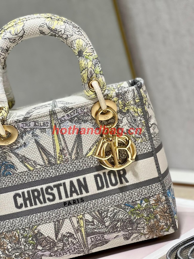 Dior MEDIUM LADY D-LITE BAG M0565OR GRAY