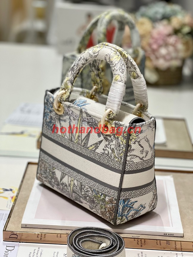 Dior MEDIUM LADY D-LITE BAG M0565OR GRAY