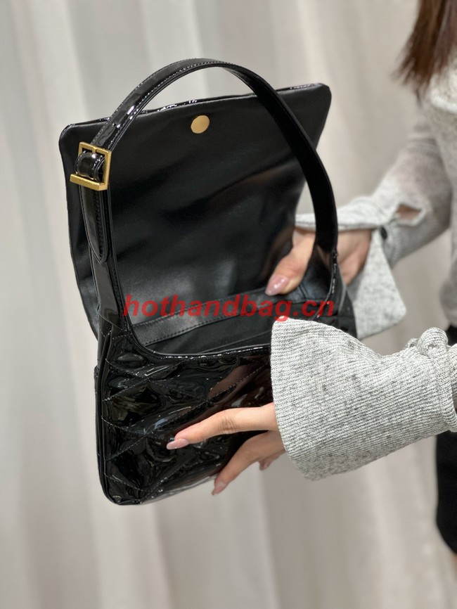 SAINT LAUREN PATENT LEATHER LE 57 HOBO BAG 698567 black