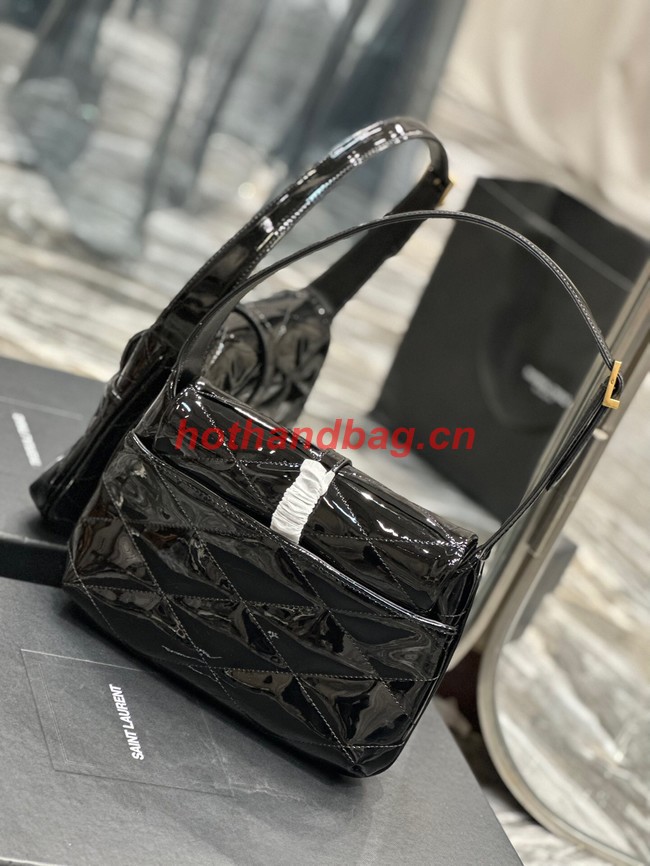 SAINT LAUREN PATENT LEATHER LE 57 HOBO BAG 698567 black