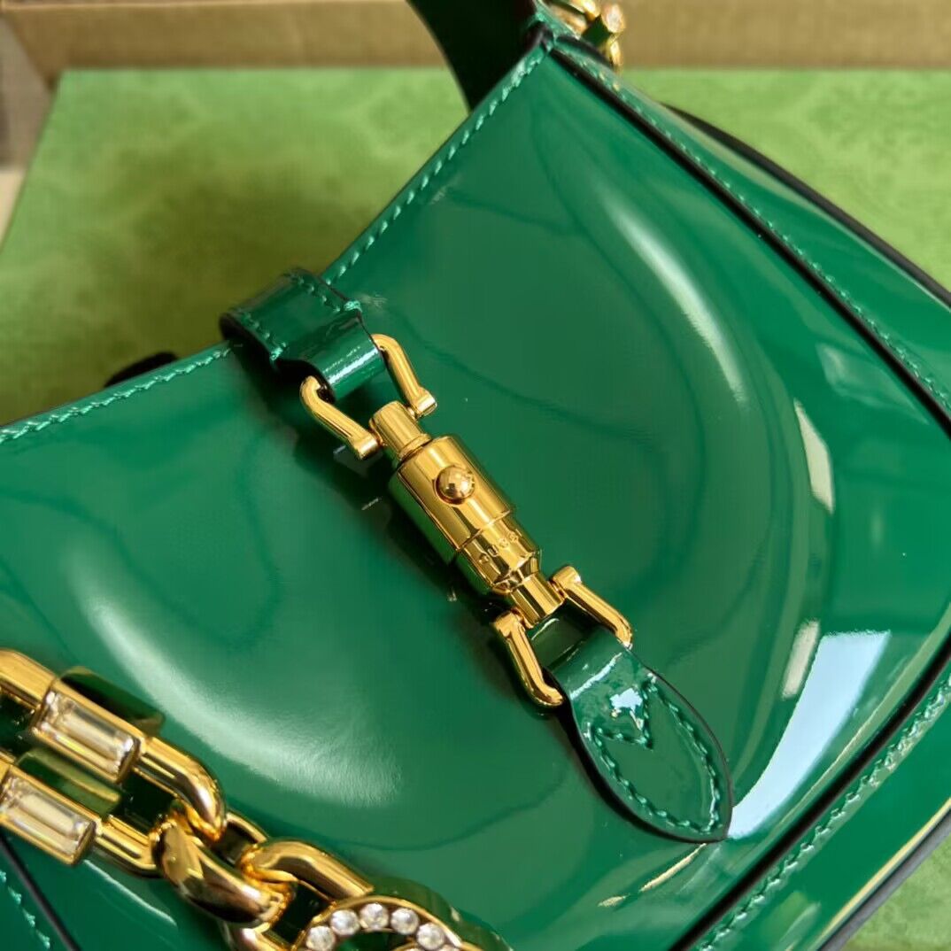 Gucci Jackie 1961 mini patent leather hobo bag 699651 Emerald green