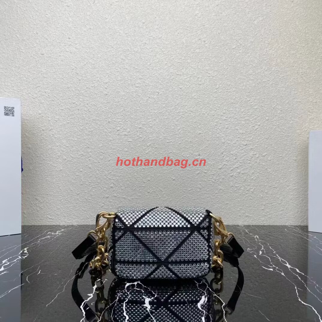 Prada Crystal-studded satin pouch 1HD339 black