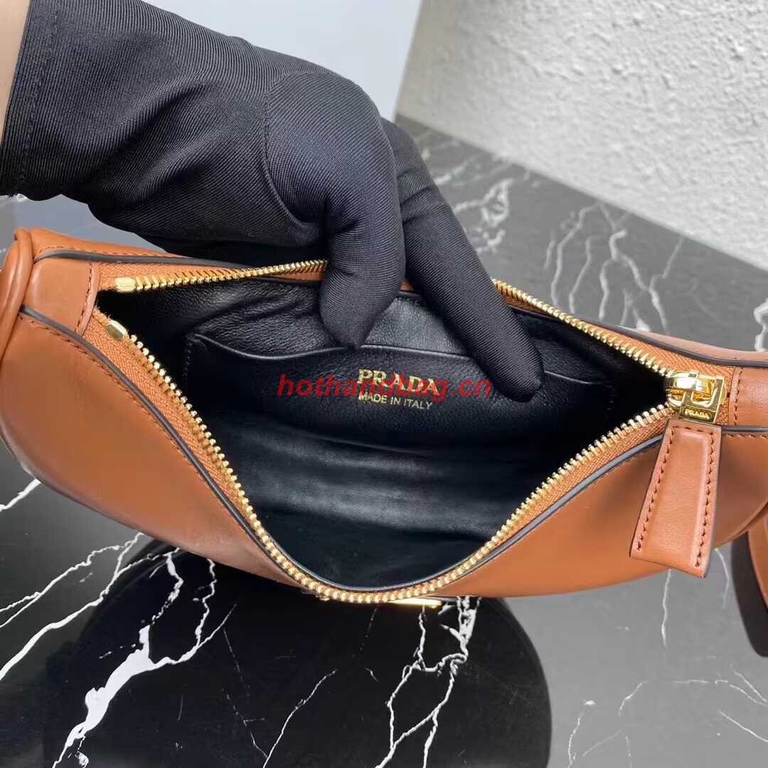 Prada leather shoulder bag 1BC194 brown