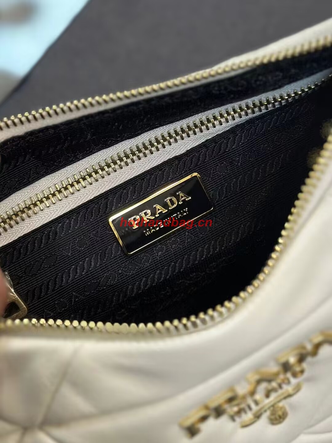 Prada leather shoulder bag 1BH117 white