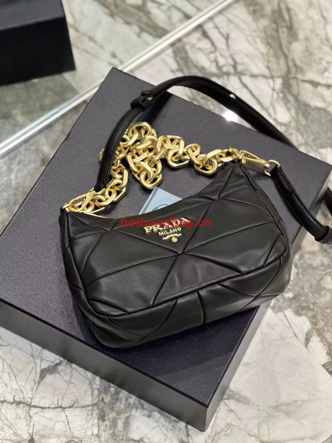 Prada leather shoulder bag 1BH117 black