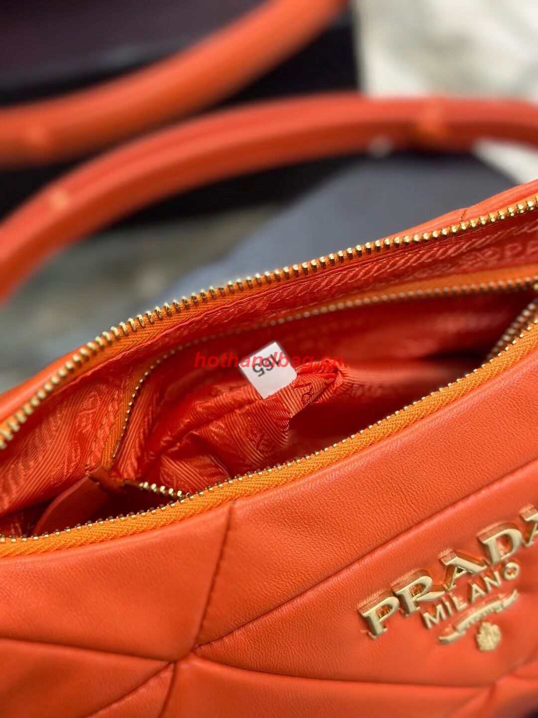 Prada leather shoulder bag 1BH117 orange