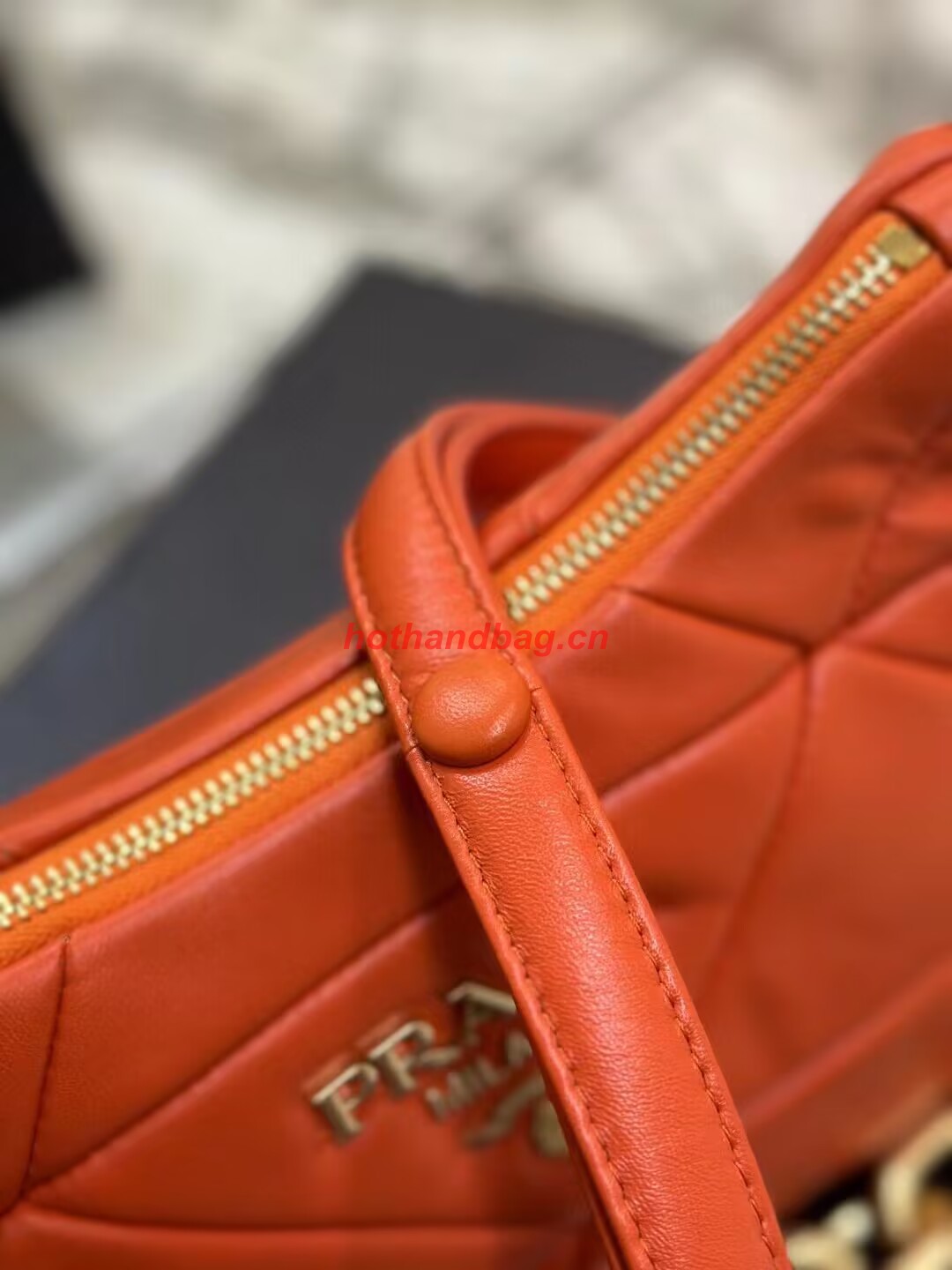 Prada leather shoulder bag 1BH117 orange