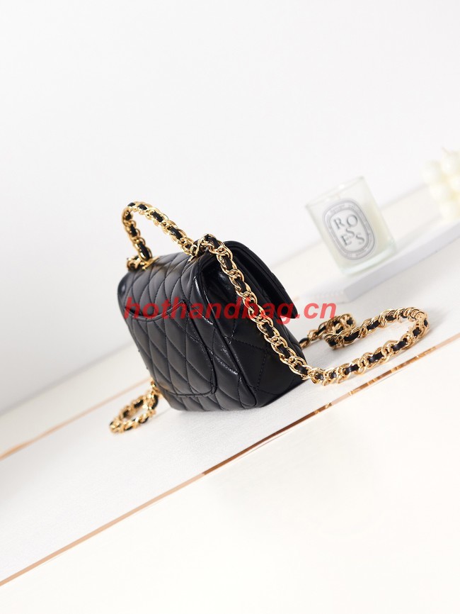 Chanel MINI FLAP BAG WITH TOP HANDLE AS4023 black