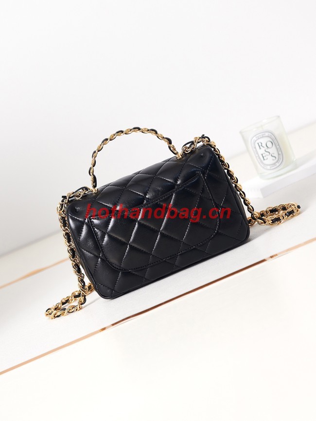 Chanel MINI FLAP BAG WITH TOP HANDLE AS4023 black