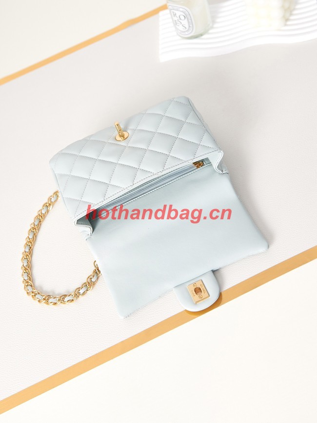 Chanel MINI FLAP BAG WITH TOP HANDLE AS4023 light blue