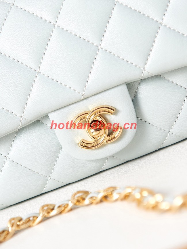 Chanel MINI FLAP BAG WITH TOP HANDLE AS4023 light blue