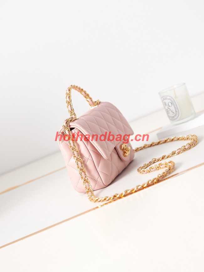 Chanel MINI FLAP BAG WITH TOP HANDLE AS4023 light pink