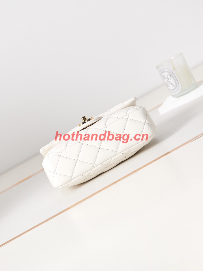 Chanel MINI FLAP BAG WITH TOP HANDLE AS4023 white