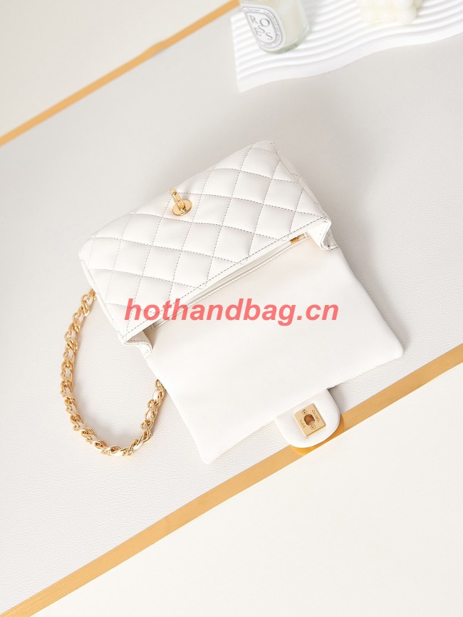 Chanel MINI FLAP BAG WITH TOP HANDLE AS4023 white