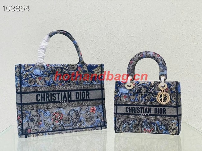 Dior MEDIUM LADY D-LITE BAG Denim Multicolor Dior Jardin Magique Embroidery M0565ORZI