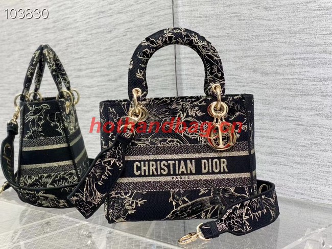 Dior MEDIUM LADY D-LITE BAG Denim Multicolor Dior Jardin Magique Embroidery M0565ORZI-2