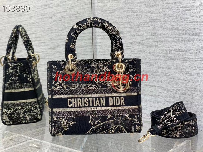 Dior MEDIUM LADY D-LITE BAG Denim Multicolor Dior Jardin Magique Embroidery M0565ORZI-2