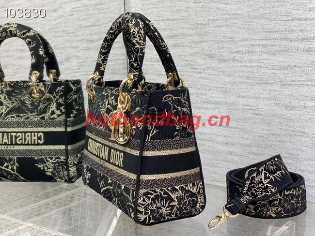 Dior MEDIUM LADY D-LITE BAG Denim Multicolor Dior Jardin Magique Embroidery M0565ORZI-2