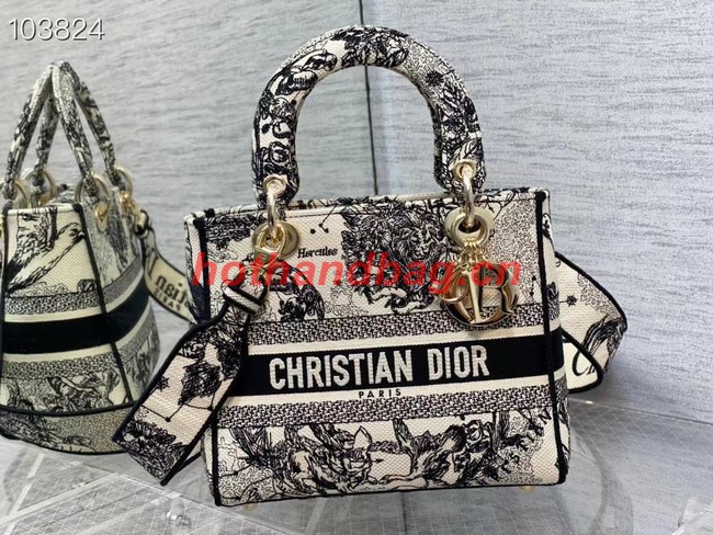 Dior MEDIUM LADY D-LITE BAG Denim Multicolor Dior Jardin Magique Embroidery M0565ORZI-3