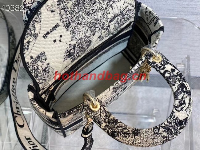 Dior MEDIUM LADY D-LITE BAG Denim Multicolor Dior Jardin Magique Embroidery M0565ORZI-3