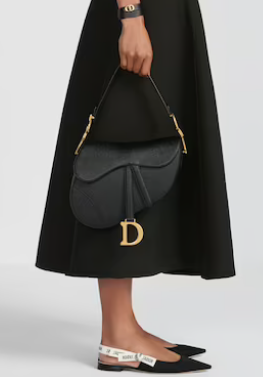 Dior SADDLE BAG WITH STRAP Grained Calfskin M0455CBA black