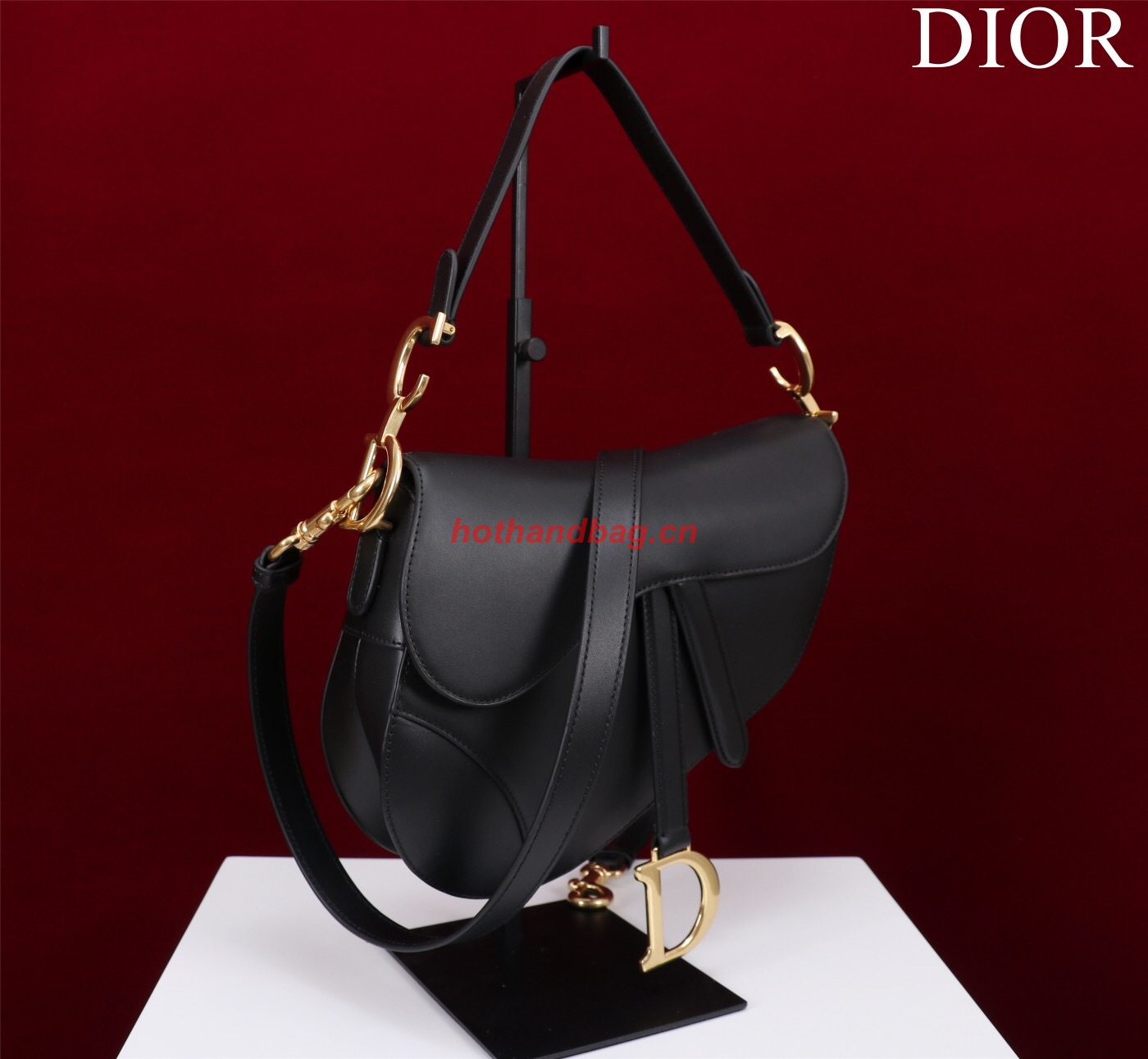 Dior SADDLE BAG WITH STRAP Black Smooth Calfskin M0455CWG