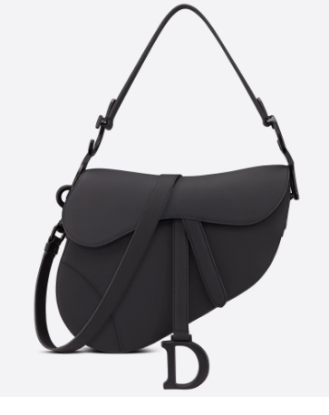 Dior SADDLE BAG WITH STRAP Black Ultramatte Calfskin M0455SLLO