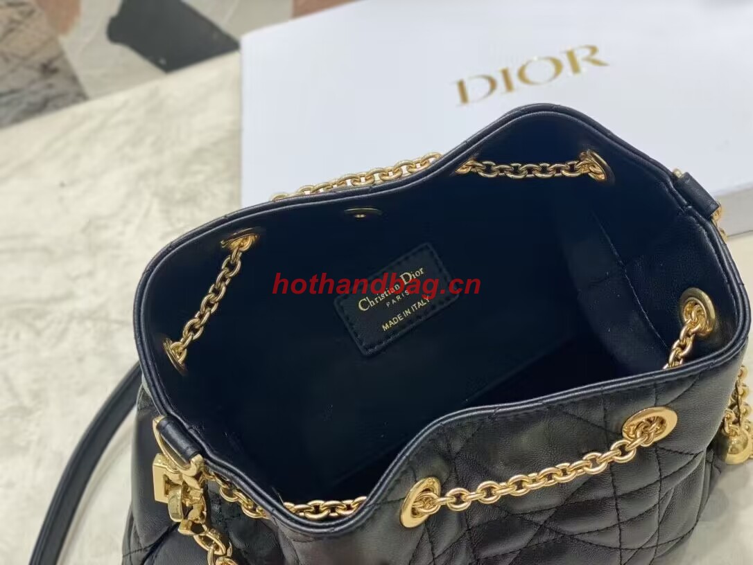 MEDIUM DIOR AMMI BAG Sand Black Supple Macrocannage Lambskin M22566F