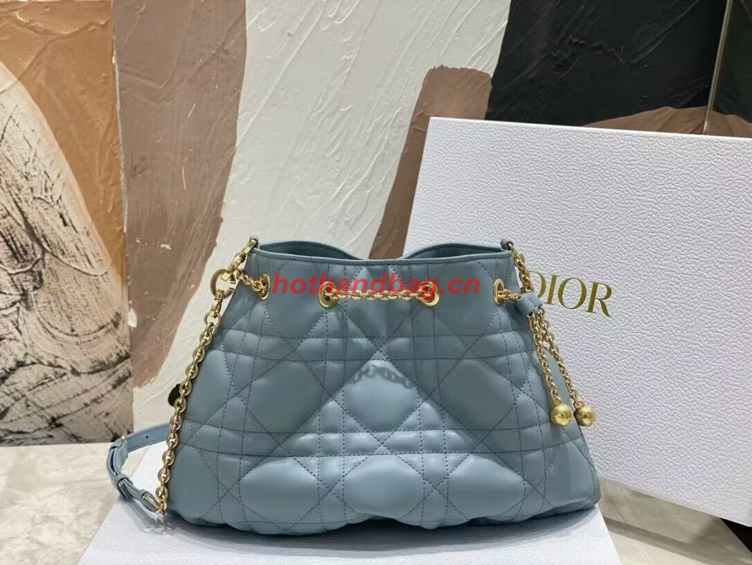 MEDIUM DIOR AMMI BAG Sand Blue Supple Macrocannage Lambskin M22566F