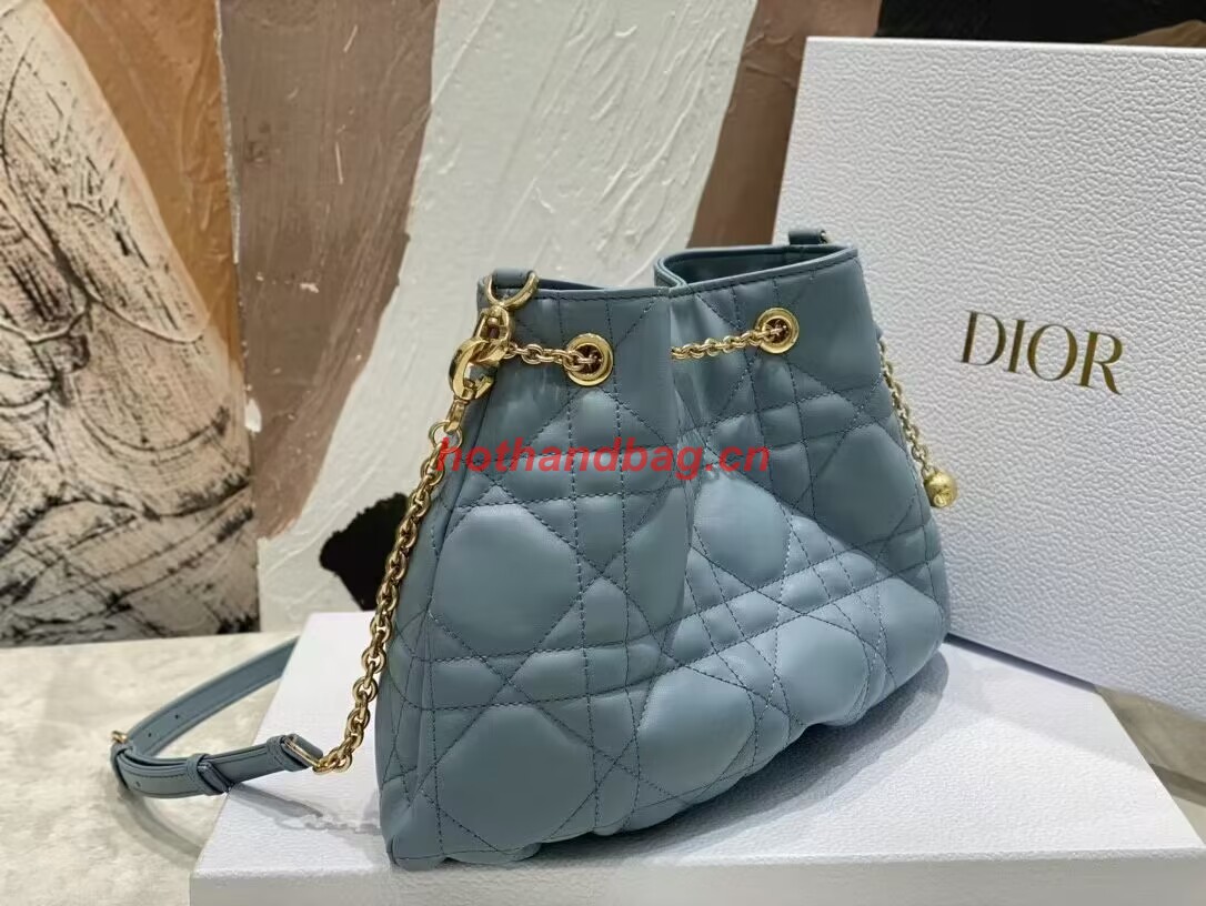 MEDIUM DIOR AMMI BAG Sand Blue Supple Macrocannage Lambskin M22566F