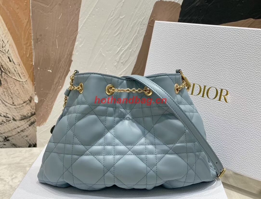 MEDIUM DIOR AMMI BAG Sand Blue Supple Macrocannage Lambskin M22566F