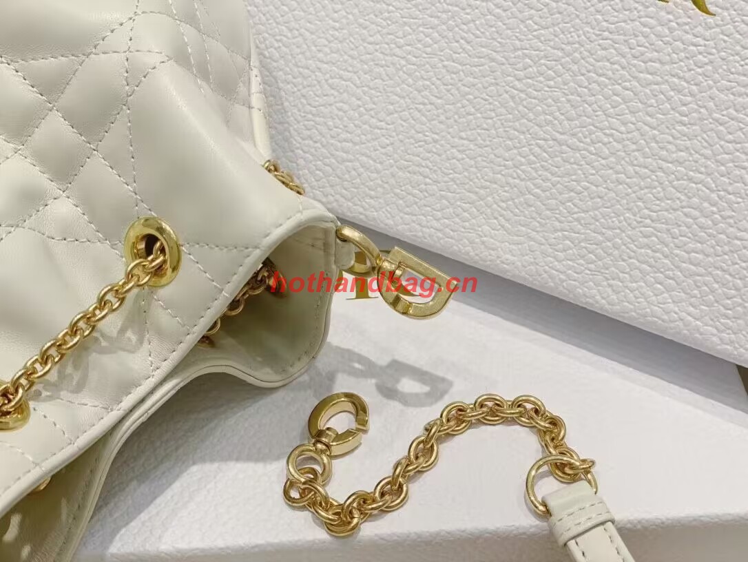 SMALL DIOR AMMI BAG Sand WHITE Supple Macrocannage Lambskin M22567F