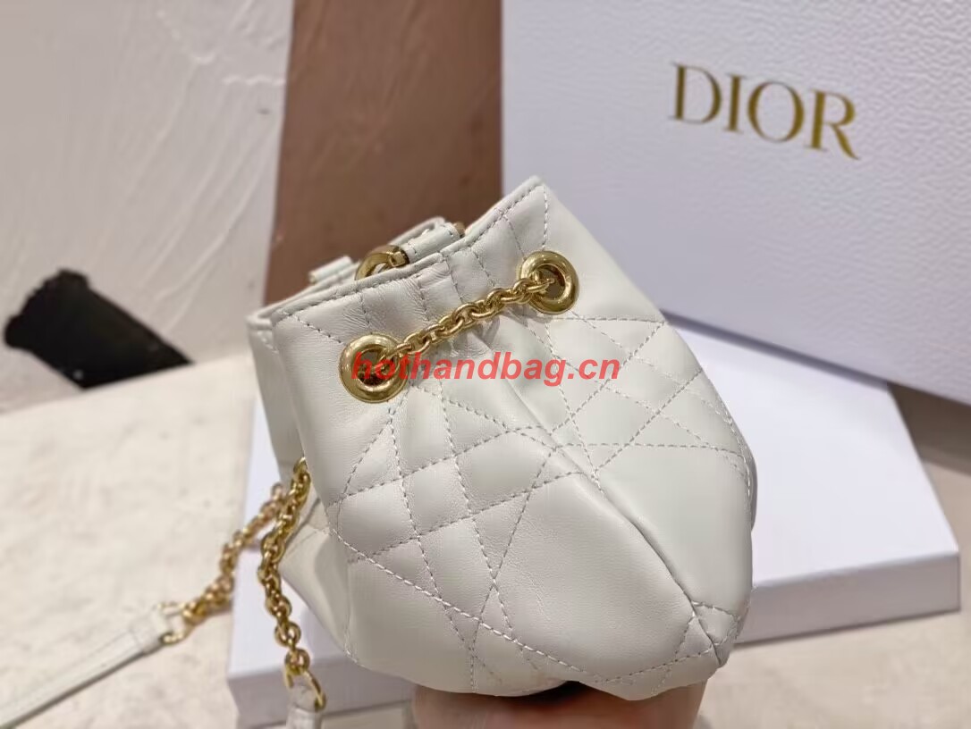 SMALL DIOR AMMI BAG Sand WHITE Supple Macrocannage Lambskin M22567F