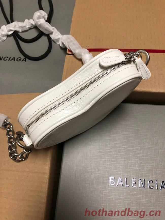 Balenciaga WOMENS LE CAGOLE HEART MINI BAG 27811 WHITE