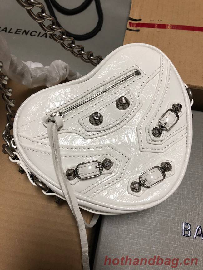 Balenciaga WOMENS LE CAGOLE HEART MINI BAG 27811 WHITE