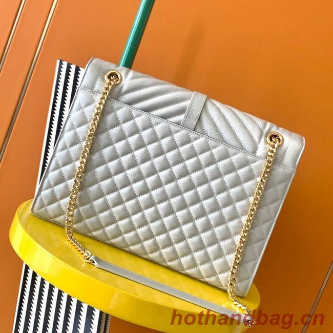 SAINT LAUREN ENVELOPE LARGE BAG IN MIX MATELASSE GRAIN DE POUDRE EMBOSSED LEATHER 600166 white