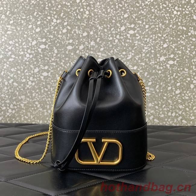 VALENTINO VLOGO SIGNATURE Lambskin Mini Bucket Bag FI16 black