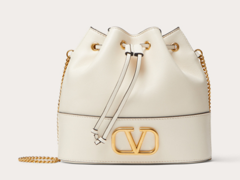 VALENTINO VLOGO SIGNATURE Lambskin Mini Bucket Bag FI16 white